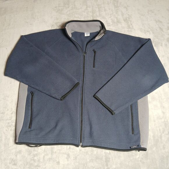Old Navy Mens XXL Micro Fleece Jacket Blue Gray Performance Full-Zip Hiking Gorp - Picture 1 of 9